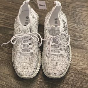 Rhinestone Studded Lace Up Sneakers